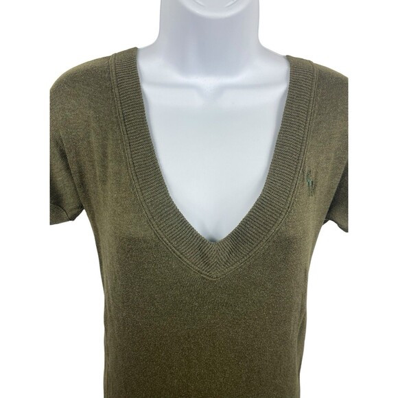 Y2K Abercrombie & Fitch Deep V-neck Short Sleeve Longer Length M Sweater READ - Picture 3 of 11